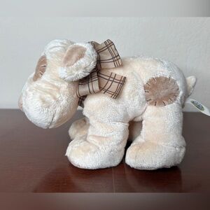 Soft Classics 8" Plush Tan Puppy Dog Rattle Plaid Bow Patches Toys R Us